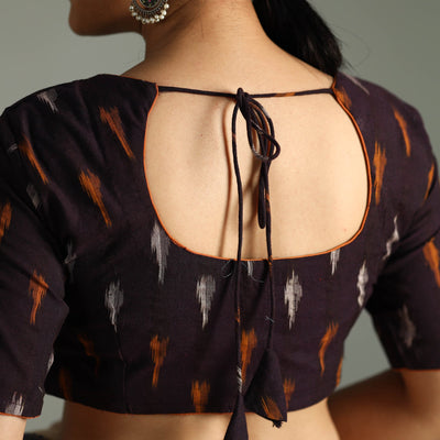 Brown - Pochampally Ikat Cotton Stitched Blouse