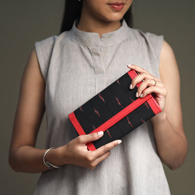 Black - Handcrafted Ikat Weave Leather Wallet