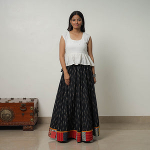 Black - 24 Kali Cotton Pochampally Ikat Skirt 25