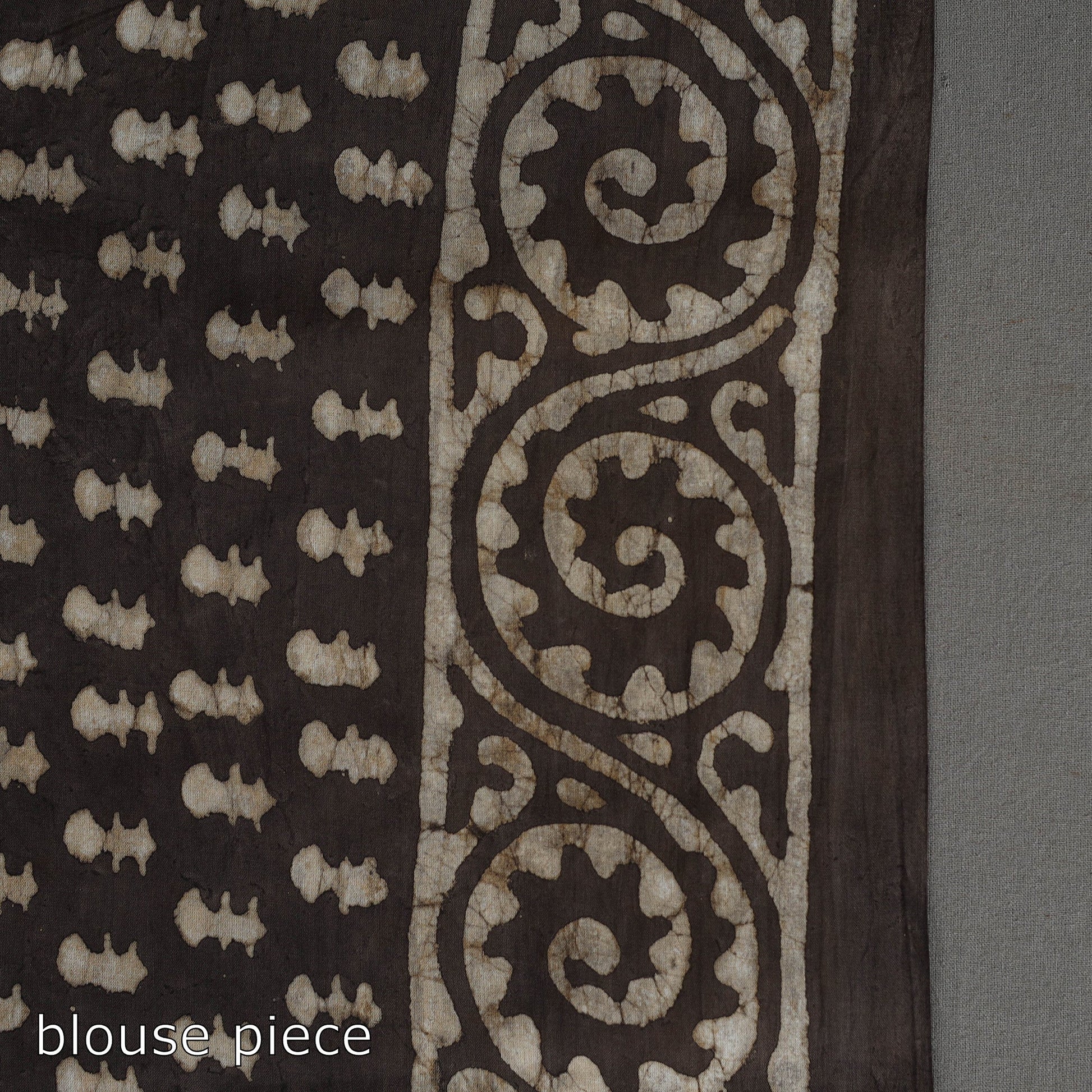 Brown - Natural Dyed Block Print Cotton Pipad Saree 06