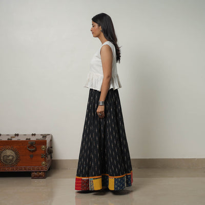 Black - 24 Kali Cotton Pochampally Ikat Skirt 25