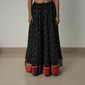 Black - 24 Kali Cotton Pochampally Ikat Skirt 25