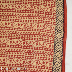 Beige - Bagh Hand Block Printed Cotton Saree