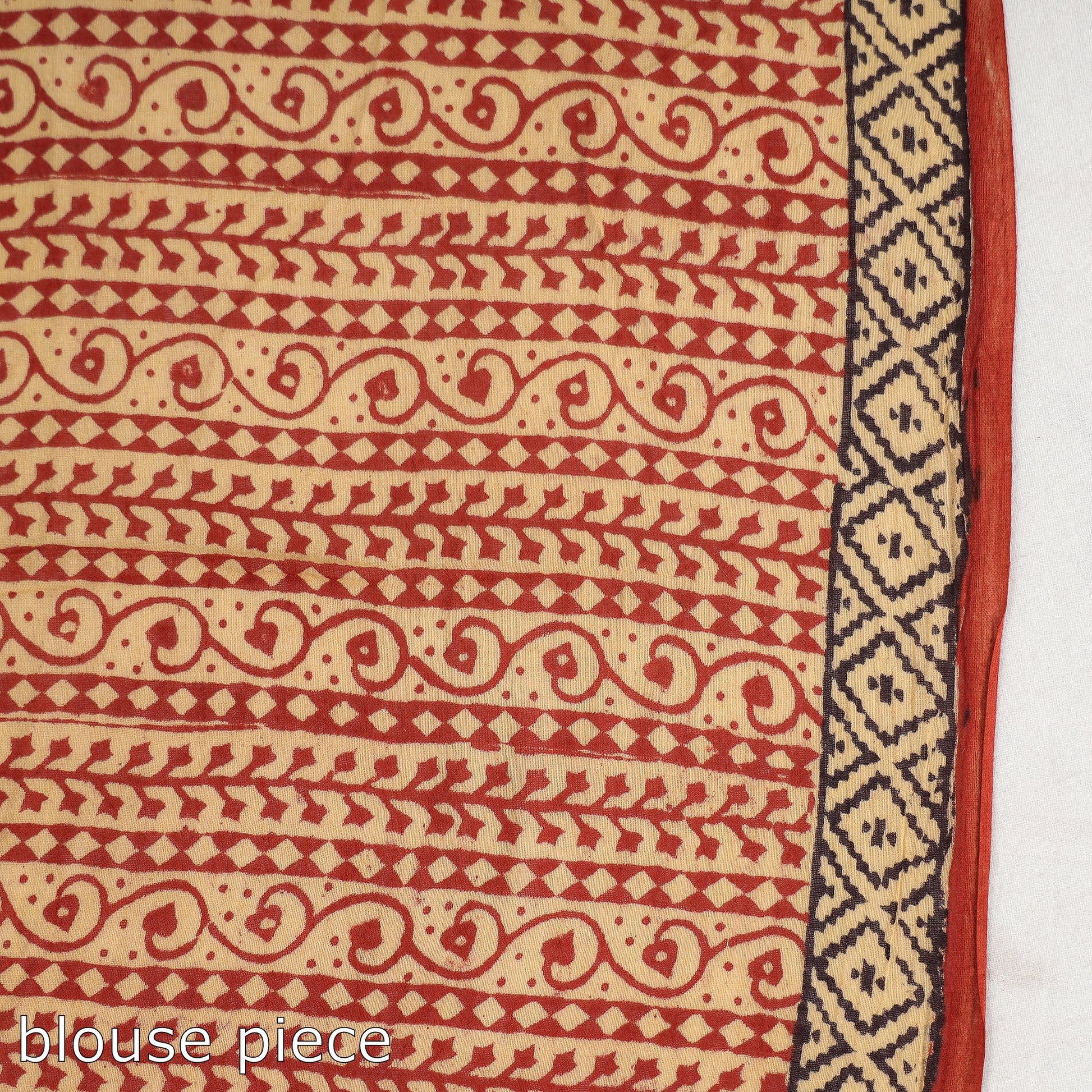 Beige - Bagh Hand Block Printed Cotton Saree