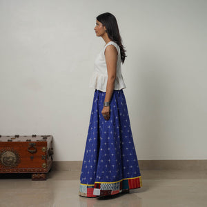 Blue - 24 Kali Cotton Pochampally Ikat Skirt 26