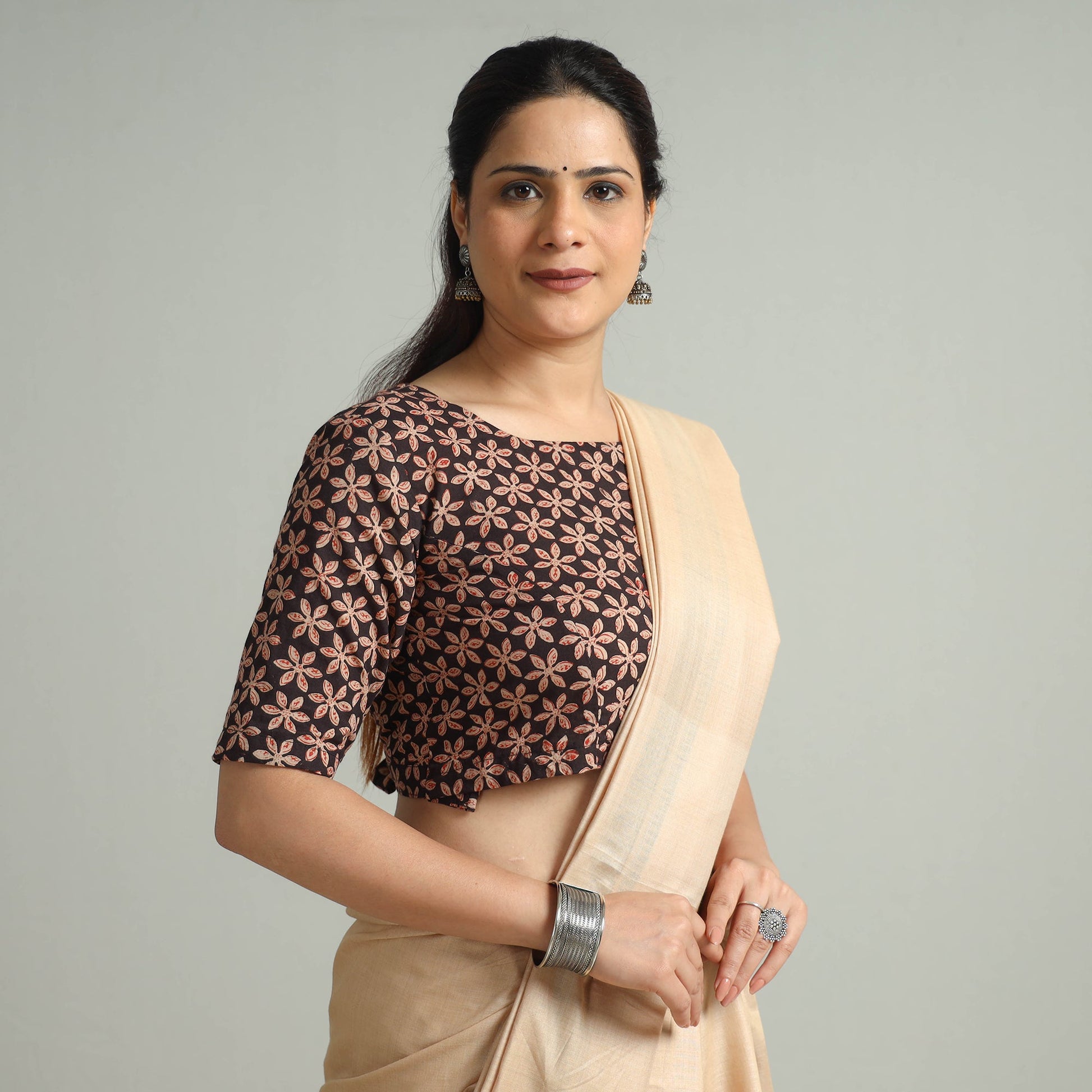 Black - Bagru Block Printed Cotton Stitched Blouse 11