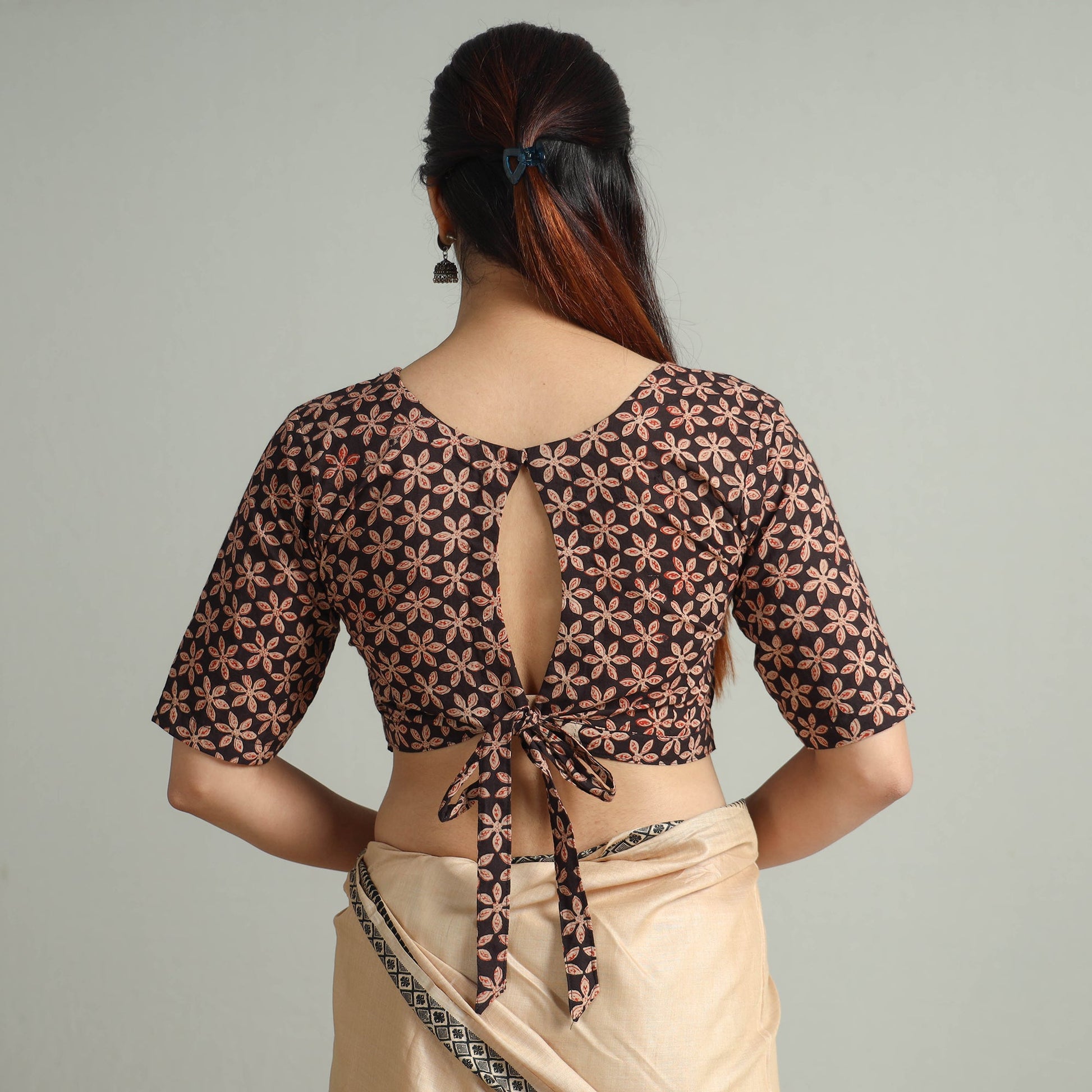 Black - Bagru Block Printed Cotton Stitched Blouse 11