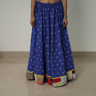 Blue - 24 Kali Cotton Pochampally Ikat Skirt 26