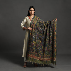Black - Mangalagiri Cotton Handpainted Pen Work Kalamkari Dupatta 20