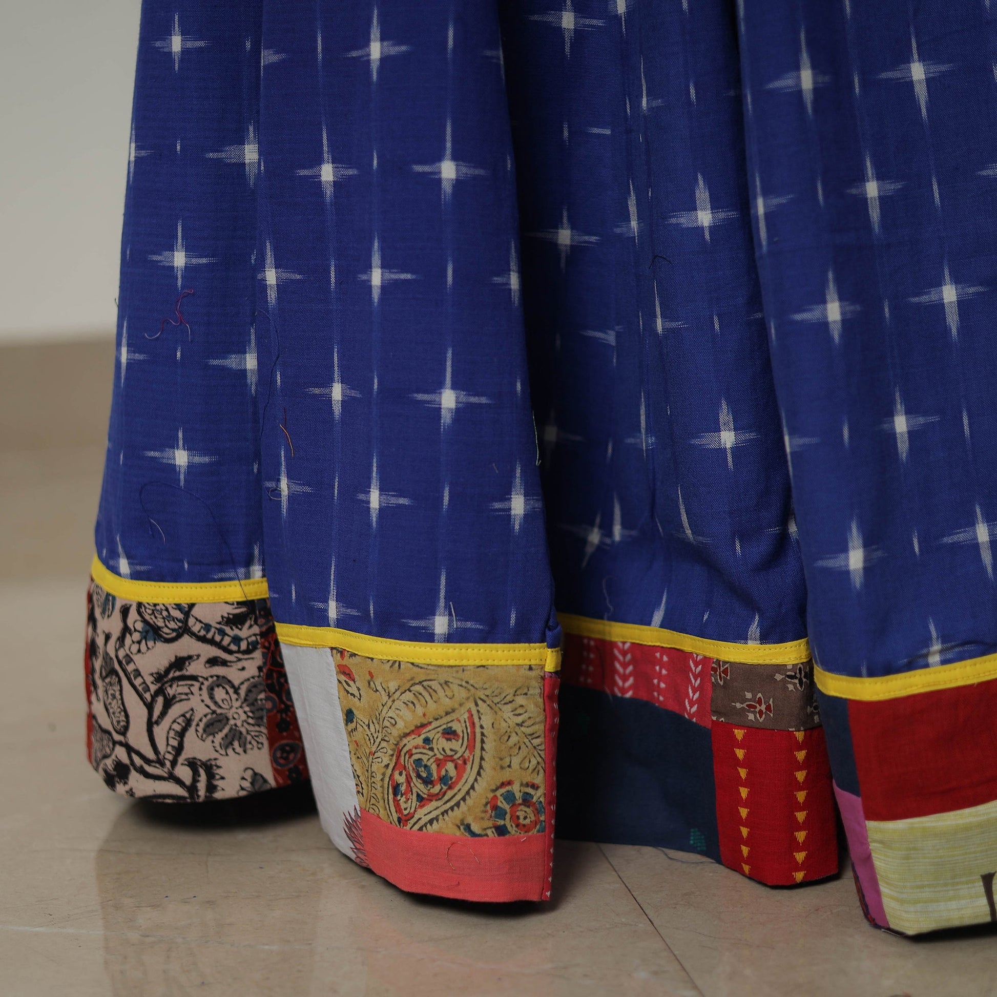 Blue - 24 Kali Cotton Pochampally Ikat Skirt 26
