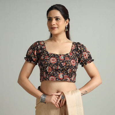 Black - Bagh Bagru Block Printed Cotton Stitched Blouse 09