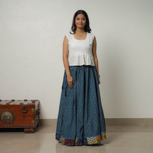 Blue - 24 Kali Cotton Pochampally Ikat Skirt 27