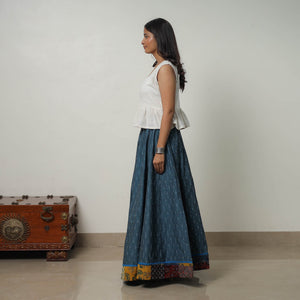 Blue - 24 Kali Cotton Pochampally Ikat Skirt 27