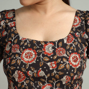 Black - Bagh Bagru Block Printed Cotton Stitched Blouse 09