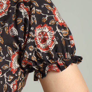 Black - Bagh Bagru Block Printed Cotton Stitched Blouse 09