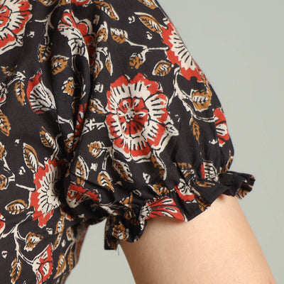 Black - Bagh Bagru Block Printed Cotton Stitched Blouse 09