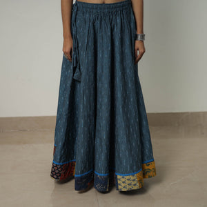 Blue - 24 Kali Cotton Pochampally Ikat Skirt 27