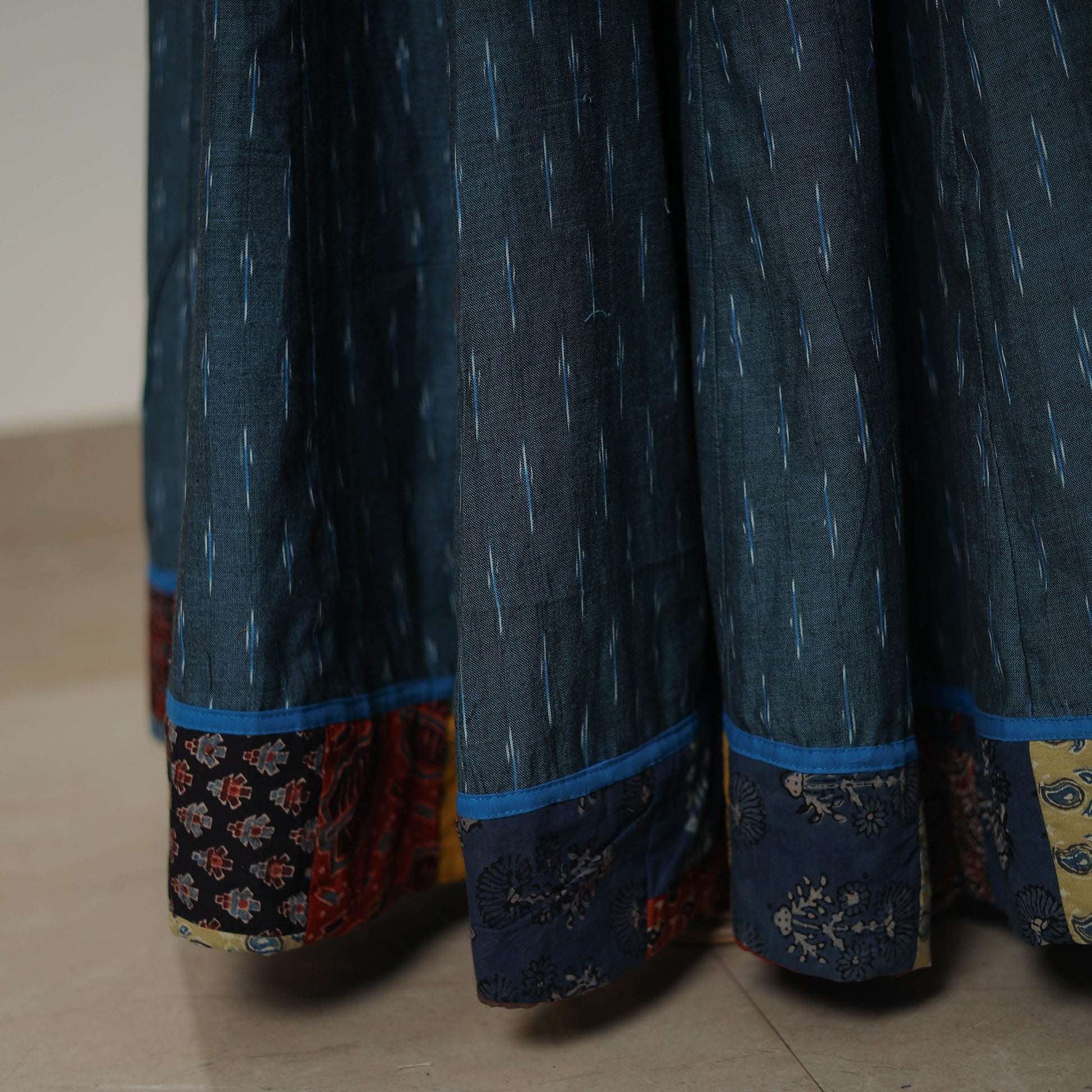 Blue - 24 Kali Cotton Pochampally Ikat Skirt 27