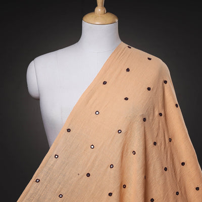 Beige - Organic Kala Cotton Handloom Mirror Work Fabric
