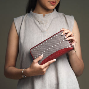 Brown - Handcrafted Jacquard Weave Leather Wallet