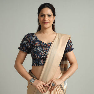 Black - Bagru Dabu Block Printed Cotton Stitched Blouse 07