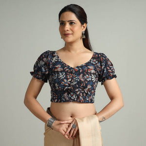 Black - Bagru Dabu Block Printed Cotton Stitched Blouse 07