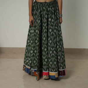 Green - 24 Kali Cotton Pochampally Ikat Skirt 31