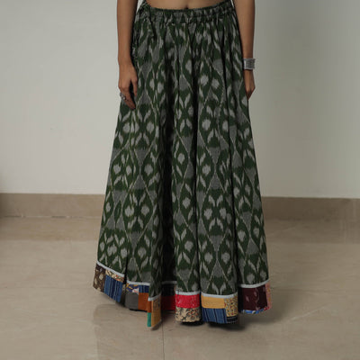 Green - 24 Kali Cotton Pochampally Ikat Skirt 31