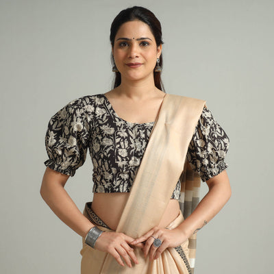 Black - Bagru Block Printed Cotton Stitched Blouse 03