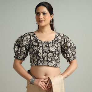 Black - Bagru Block Printed Cotton Stitched Blouse 03