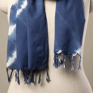 Blue - Cotton Tie-Dye Shibori Stole with Tassels 247