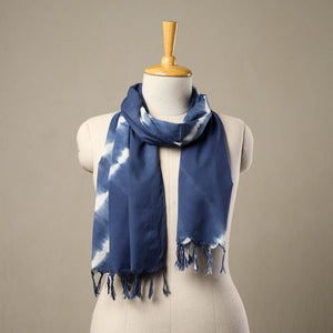 Blue - Cotton Tie-Dye Shibori Stole with Tassels 247