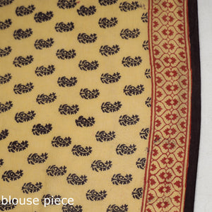 Brown - Bagh Hand Block Printed Cotton Saree