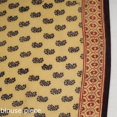 Brown - Bagh Hand Block Printed Cotton Saree