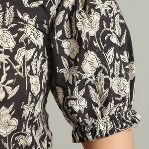 Black - Bagru Block Printed Cotton Stitched Blouse 03