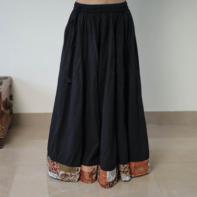 24 Kali Plain Cotton Skirt with Patchwork Border 02