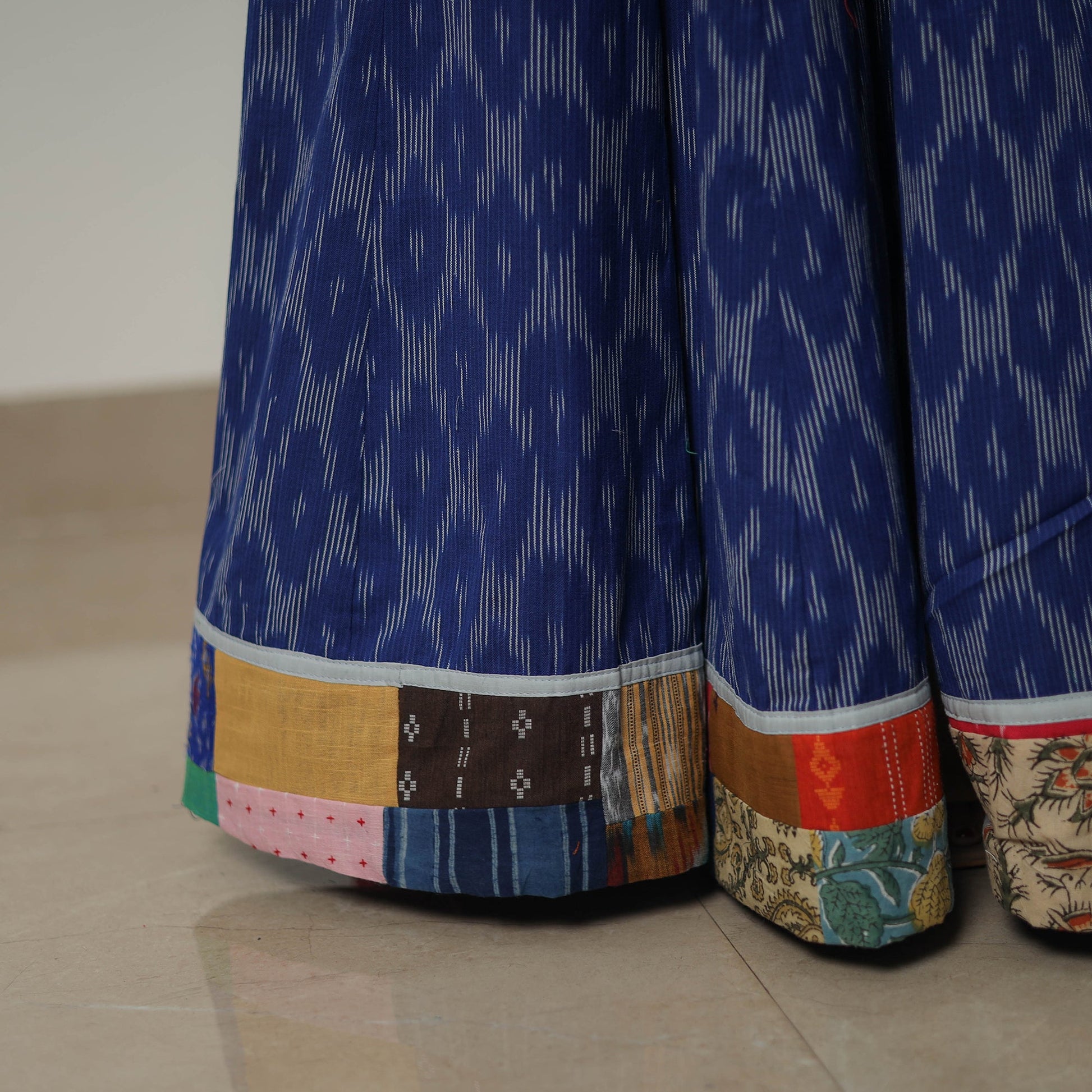 Blue - 24 Kali Cotton Pochampally Ikat Skirt 33