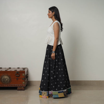 Black - 24 Kali Cotton Pochampally Ikat Skirt 34