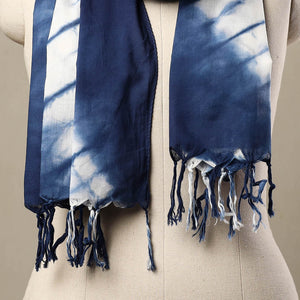Blue - Cotton Tie-Dye Shibori Stole with Tassels 265