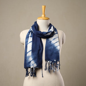 Blue - Cotton Tie-Dye Shibori Stole with Tassels 265