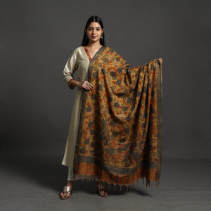 Brown - Mangalagiri Cotton Handpainted Pen Work Kalamkari Dupatta 02
