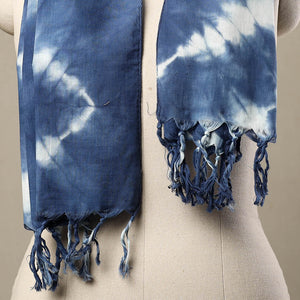 Blue - Cotton Tie-Dye Shibori Stole with Tassels 268