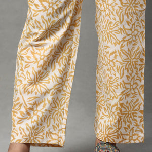 Brown - Sanganeri Block Printed Cotton Kurta with Palazzo & Dupatta Set