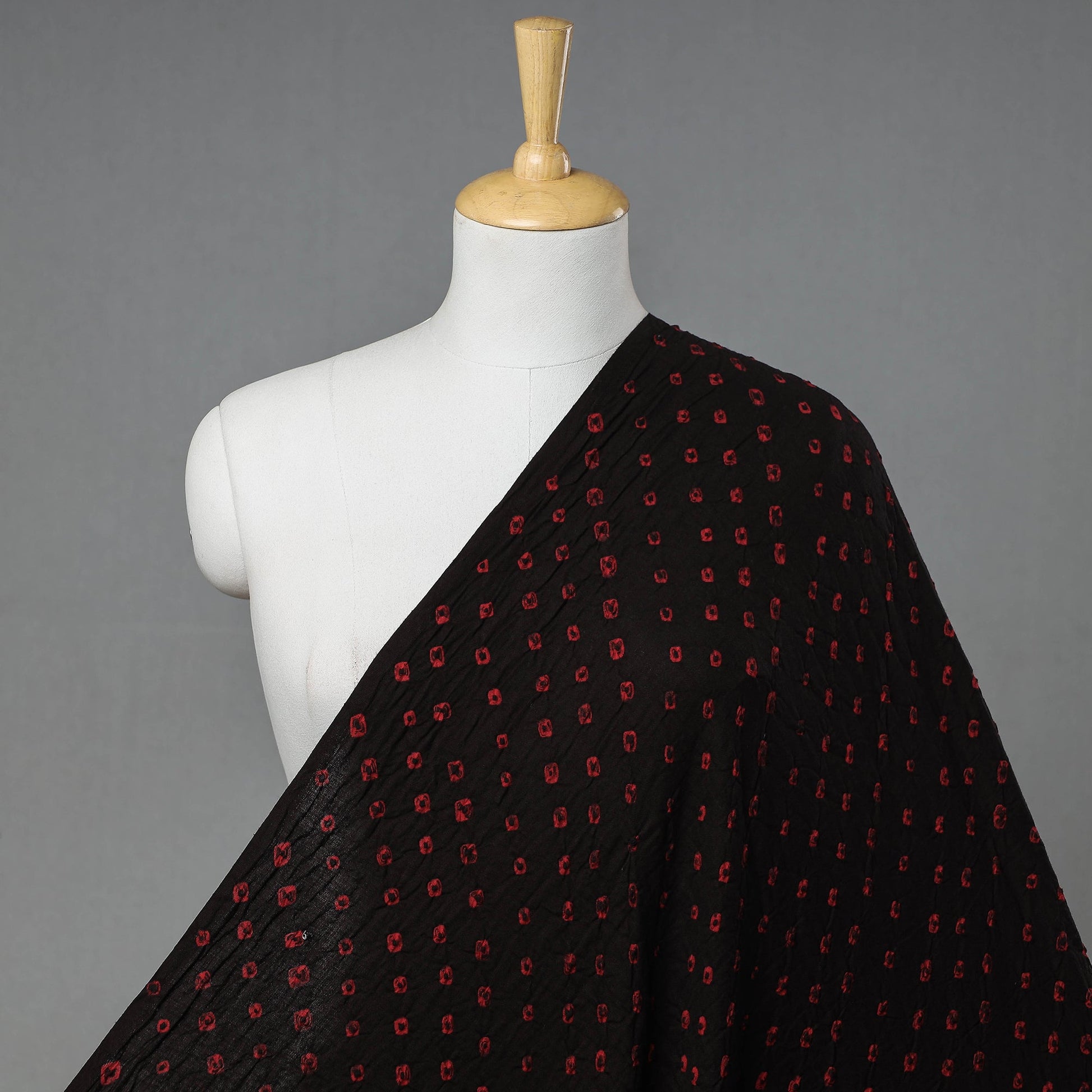 Black - Kutch Tie-Dye Mul Cotton Bandhani Fabric 02