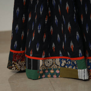 Black - 24 Kali Cotton Pochampally Ikat Skirt 36