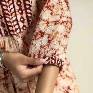 Brown - Kutch Batik Printed Cotton A-Line Kurta