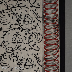 Black - Natural Dyed Block Print Cotton Bagru Saree 17