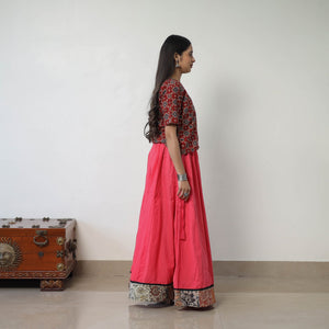 24 Kali Plain Cotton Skirt with Patchwork Border 07