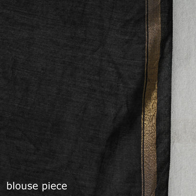 Black - Tie & Dye Chanderi Silk Shibori Saree with Zari Border 07