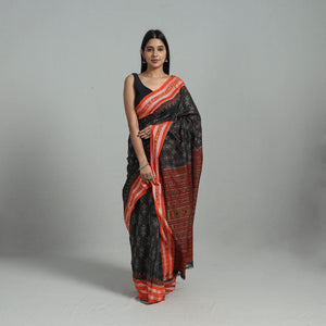 Brown - Ikat Weave Handloom Cotton Sambalpuri Saree 11